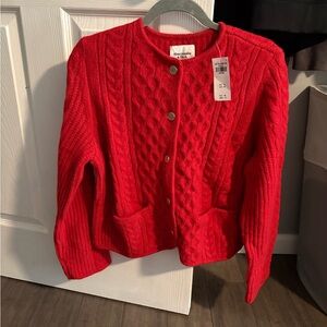 NWT Abercrombie and fitch red cardigan with gold buttons